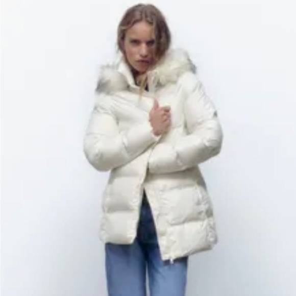 ZARA NEW REMOVABLE HOOD WATER AND WIND PROTECTION PUFFER JACKET. SIZE LARGE. - Picture 3 of 6